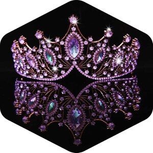 Baroque Queen Crown Rhinestone Wedding Bridal Tiara for Prom Party